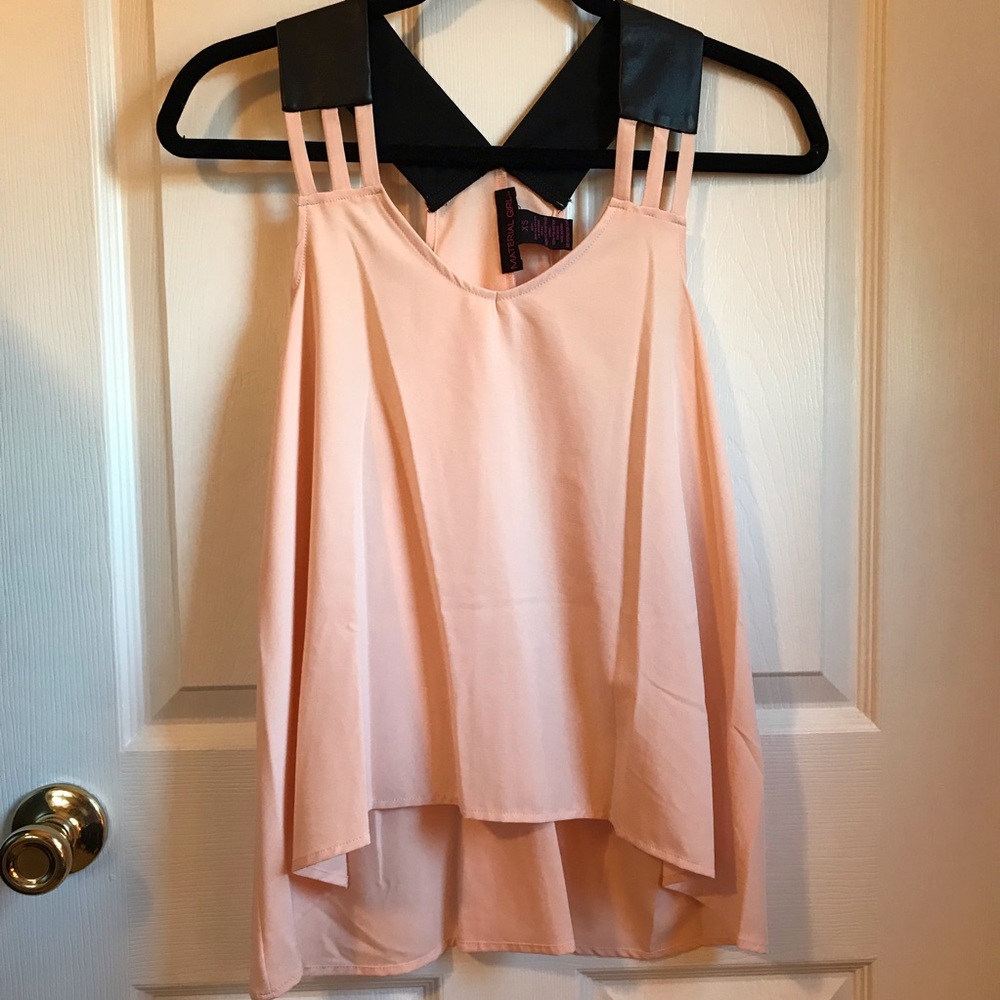 NWT Material Girl Flow Tank Leather Shoulders